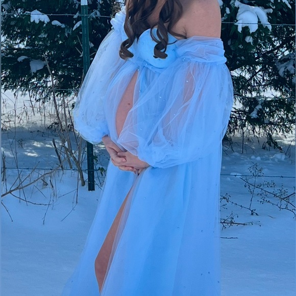Light Blue Maternity Dress - Picture 7 of 7